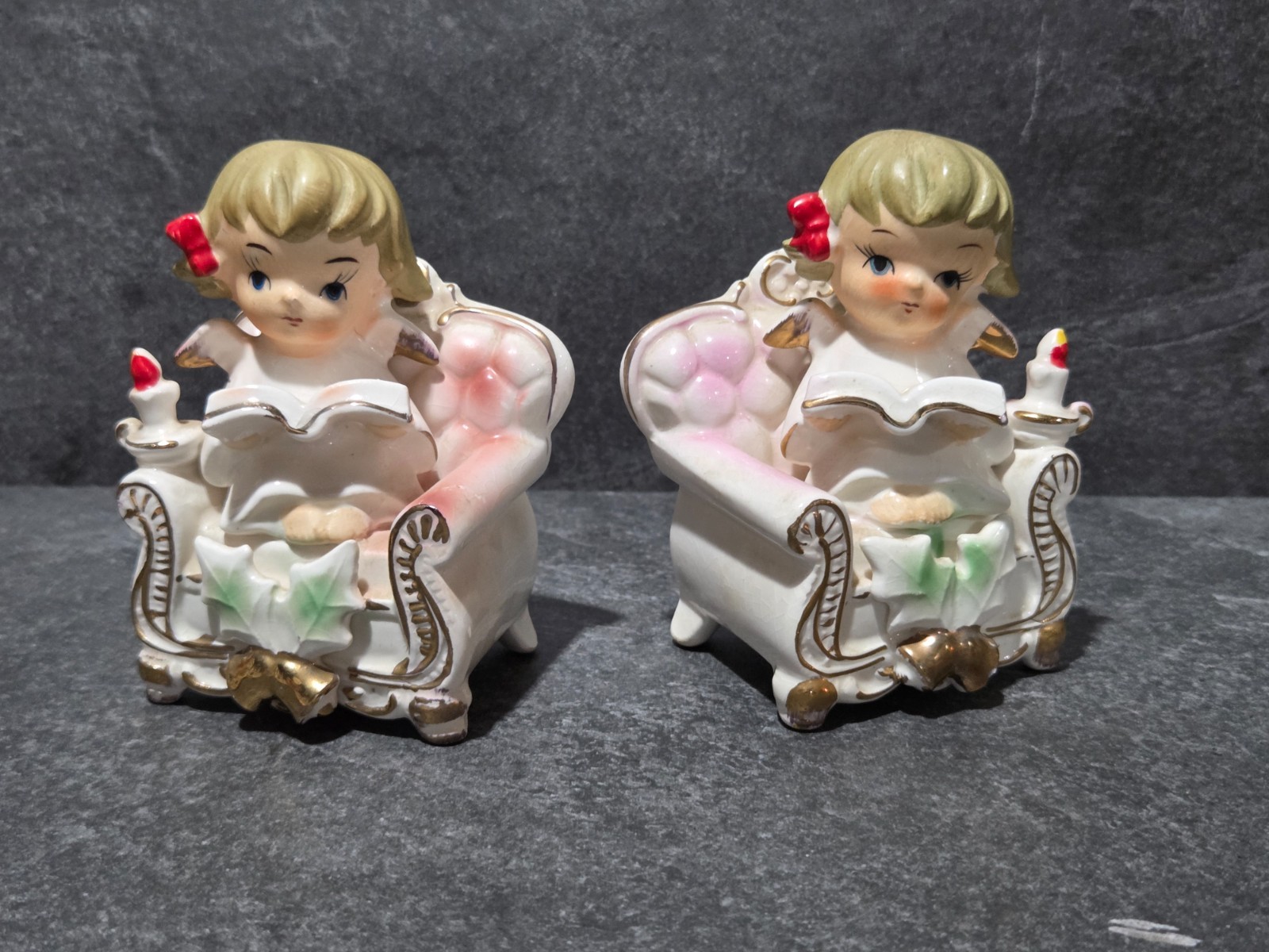 Vintage Christmas Angel Bookends by Empress Japan Figurines