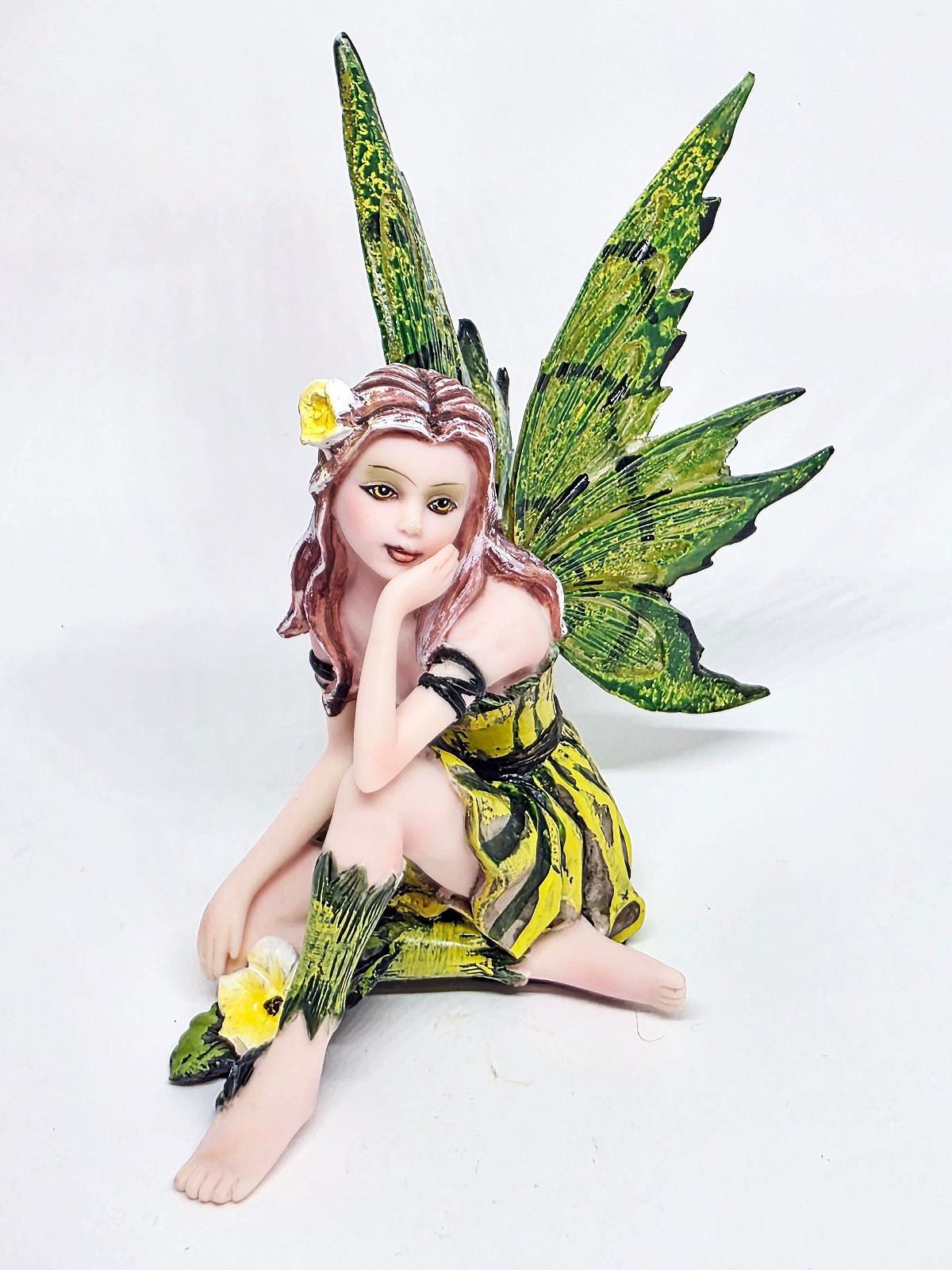 Playful Green Flower Fairy Figurine  PacificTrading Polyresin Small 4\