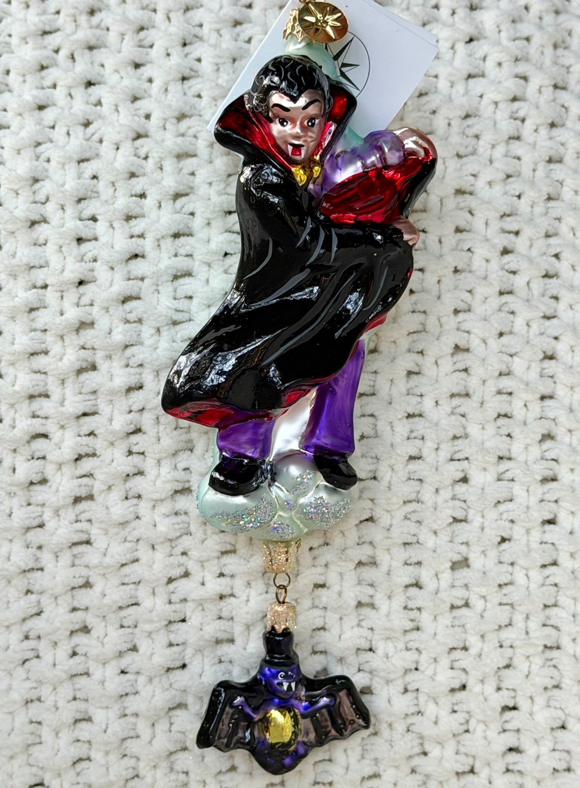 Vintage Retired Chris Radko Fly by Night Dracula Halloween Glass Ornament 7” Vintage Retired Chris Radko Fly by Night Dracula Halloween Glass Ornament 7”