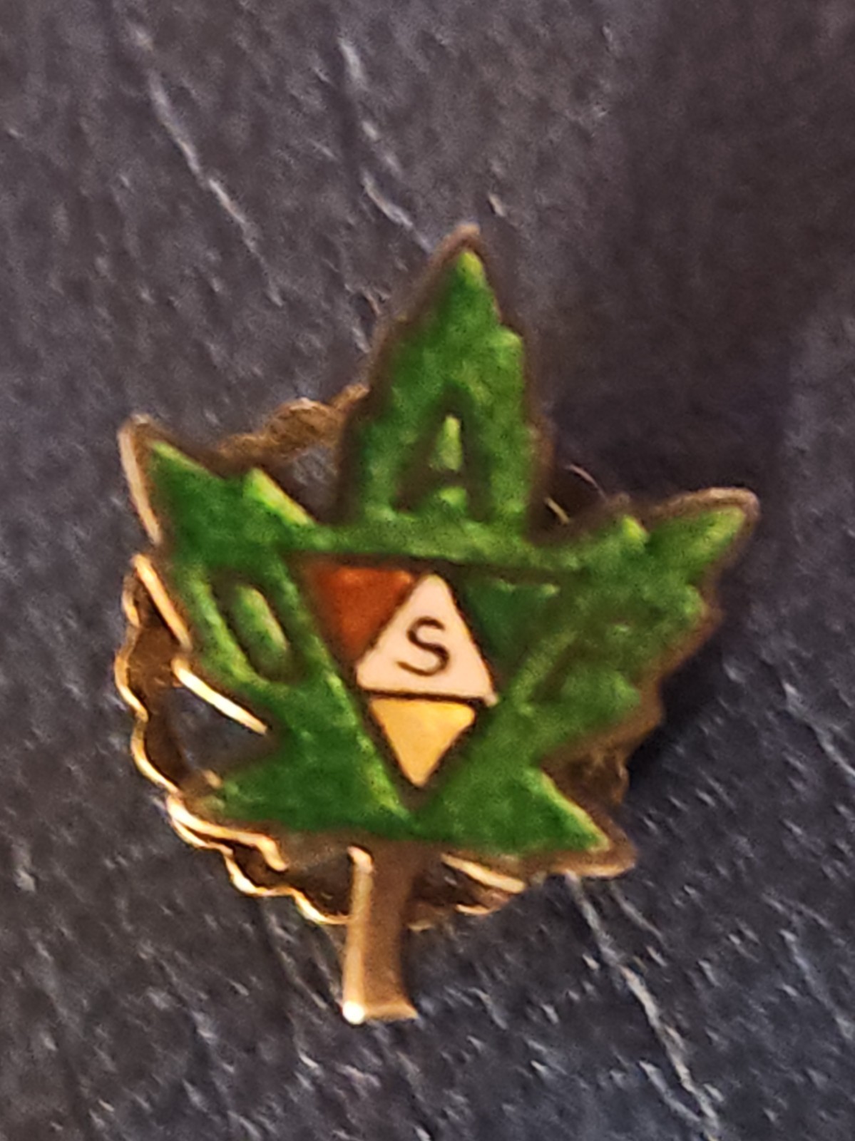 Vintage B Harris Sterling Enamel Maple Leaf Pin OAF Order of American Firemen