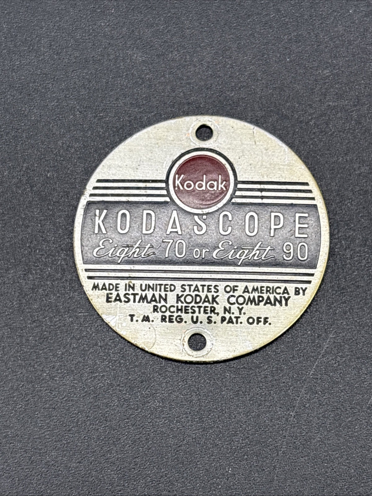 Vintage Kodak Kodascope Eight 70 Or Eight 90 Logo Plate Case Plaque Eastman