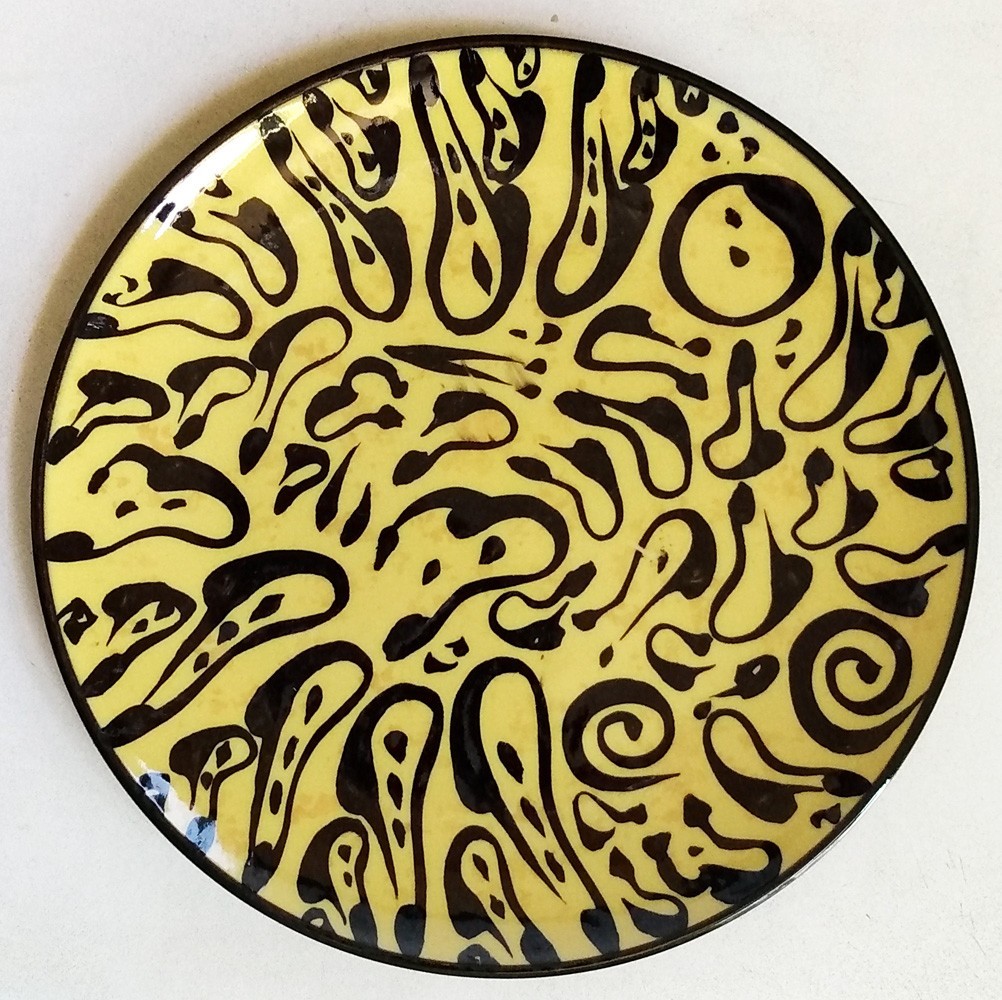 Vintage Evandale Porcelain  Plate Hand Painted and Signed by Noble- Modernist