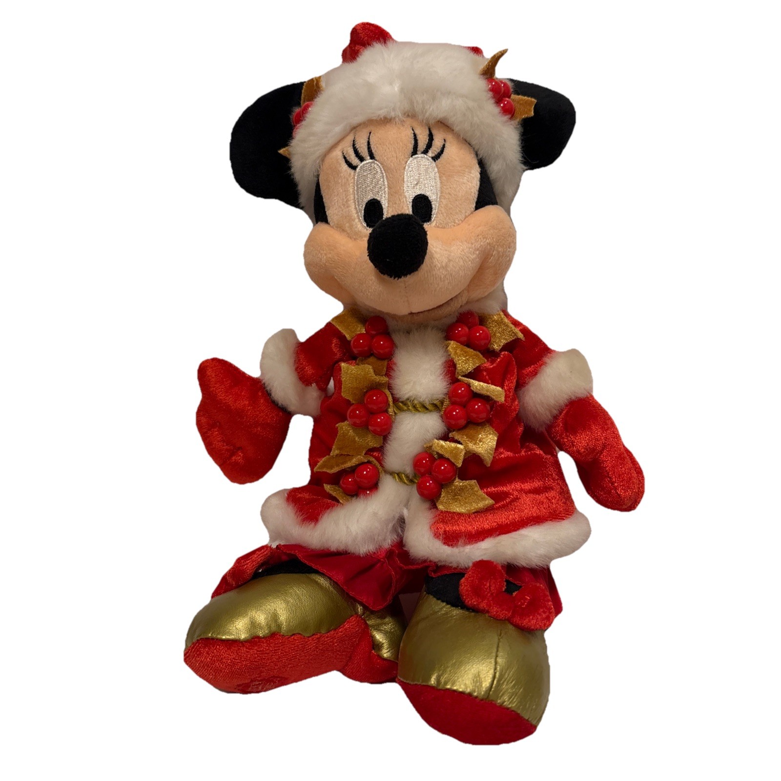 12” VTG Disney 2005 Happy Holidays Musical Minnie Mouse Plush Christmas WORKS