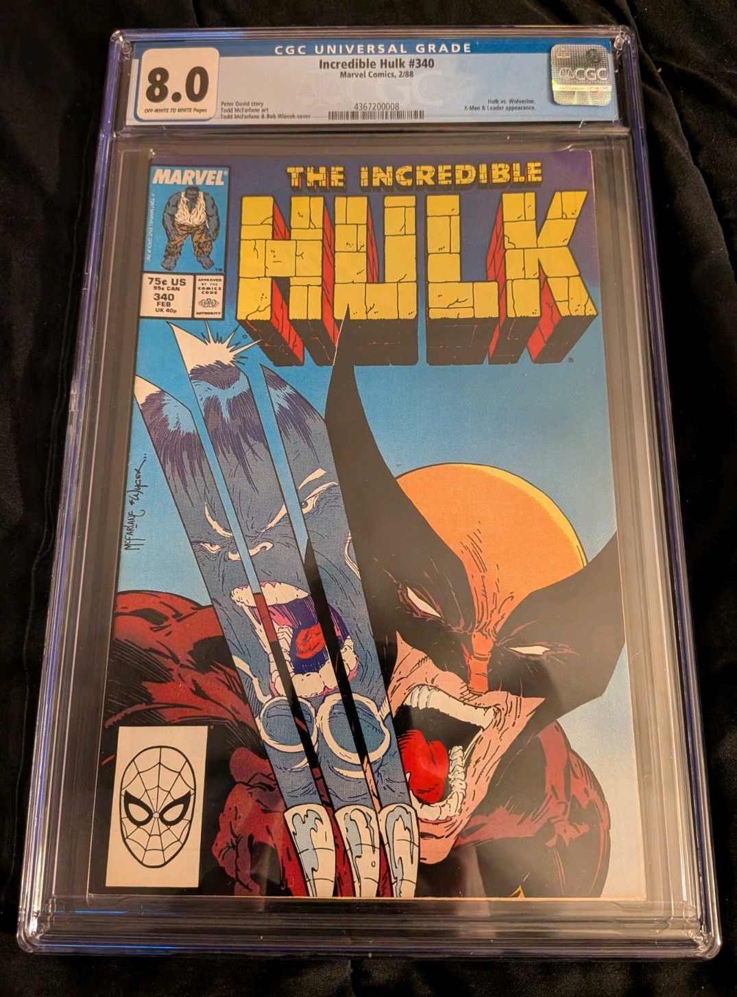 The Incredible Hulk #340 CGC 8.0 Off-White To White. 2nd Fight With Wolverine