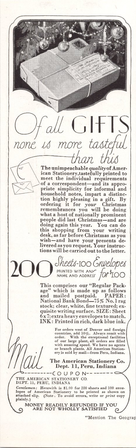 The American Stationery Co. 1922 Vintage Print Ad 200 Sheets Envelopes The American Stationery Co. 1922 Vintage Print Ad 200 Sheets Envelopes