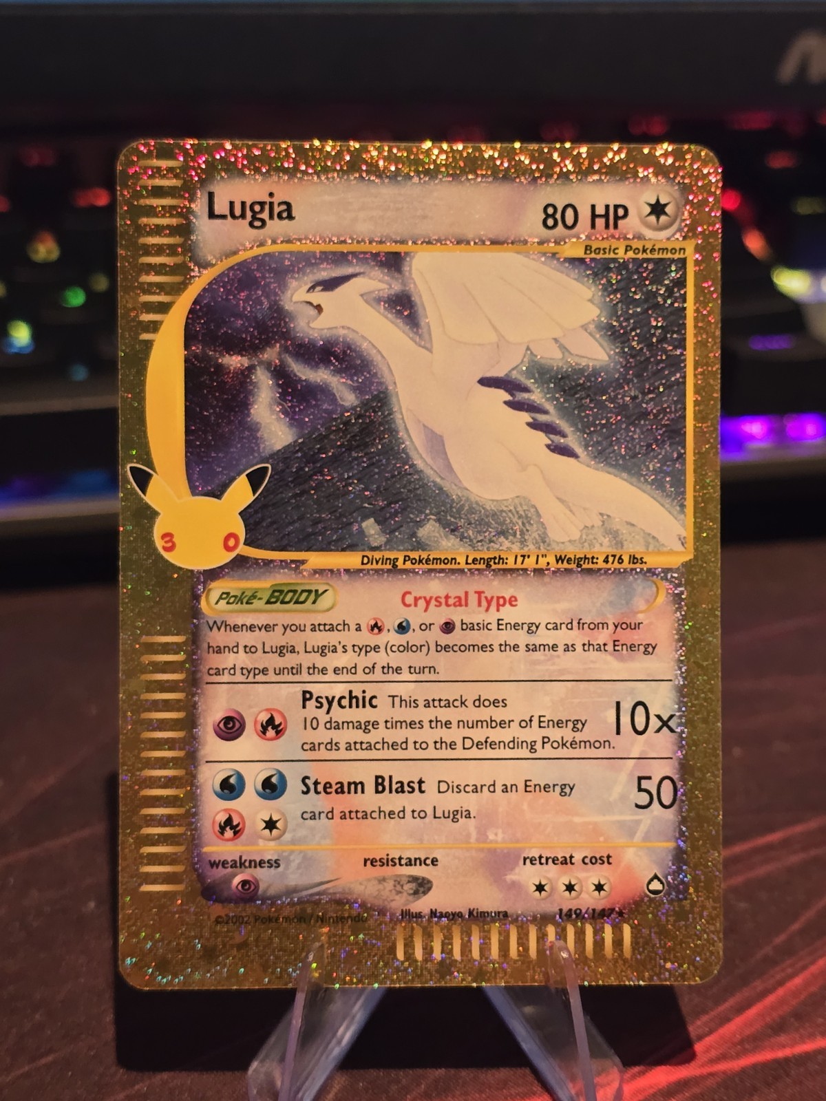 Pokémon TCG Crystal Lugia 149/147 30th Celebration Classic Collection Holo NM