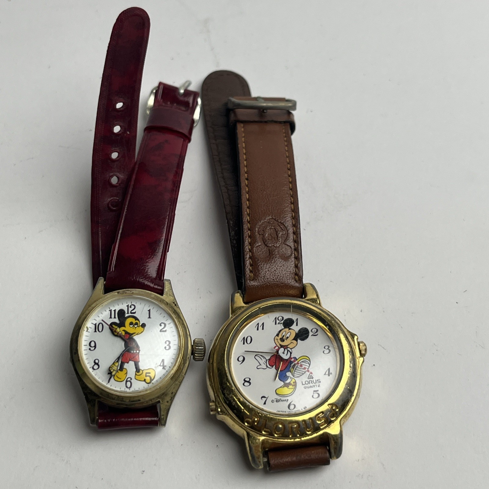 Lot of (2) Vintage Disney Mickey Mouse Wristwatches Not Working As-Is Lorus
