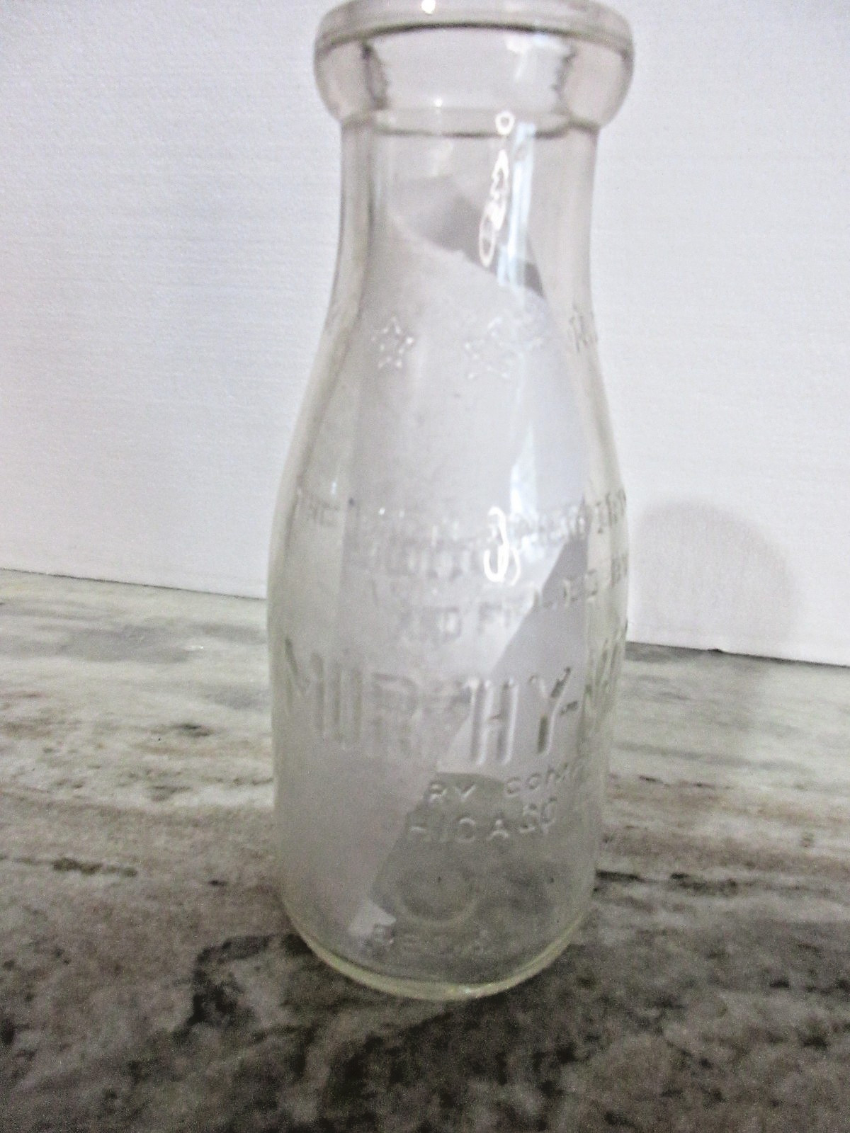Vintage Milk Bottle Murphy Ward Dairy Chicago Illinois ONE PINT Glass Milk Jar
