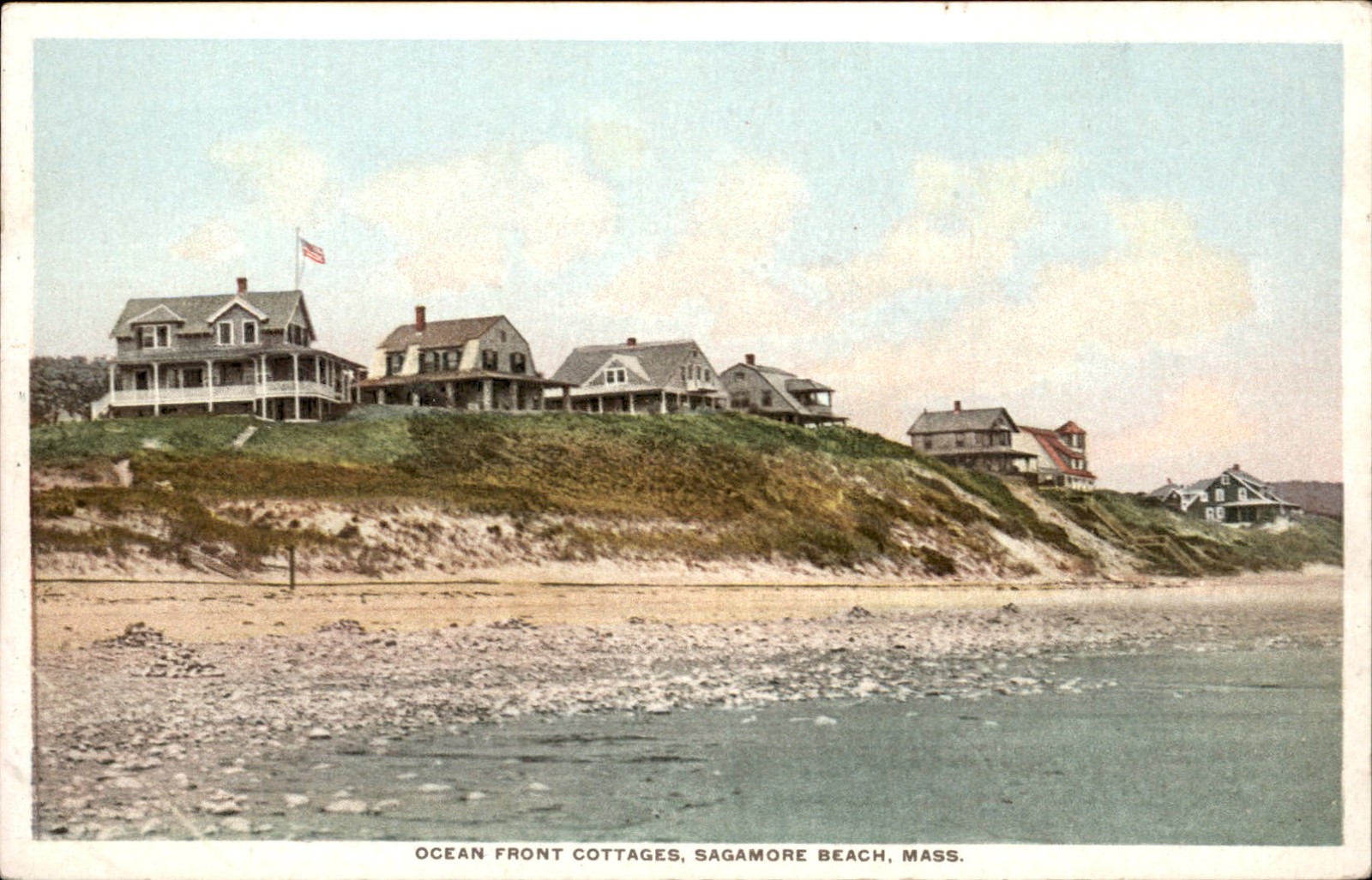 Sagamore Beach MA Ocean Front Cottages c1900s-10s Vintage Postcard