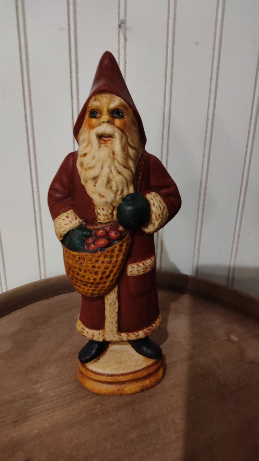 NEW 1987 Vaillancourt Folk Art FATHER CHRISTMAS W/Red Coat Chalkware VFAC5--7.5\