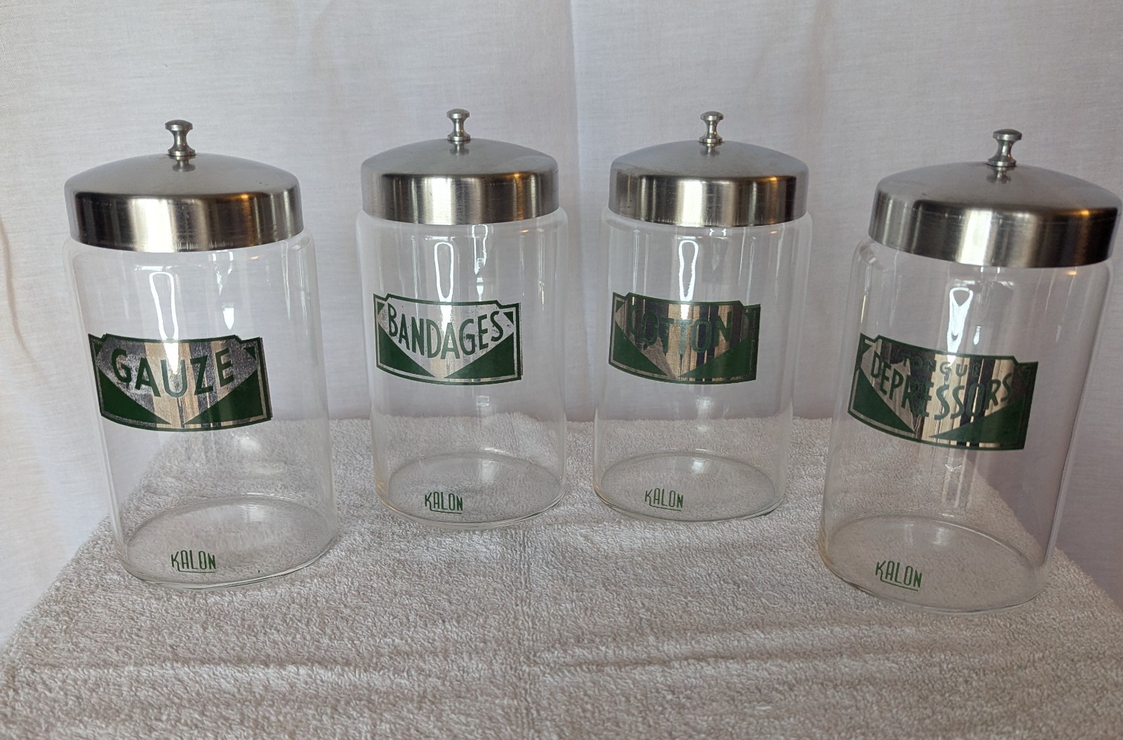 Vintage Kalon by Profex Art Deco Medical Apothecary Glass Jars – Set of 4 7x4