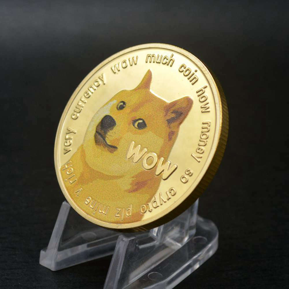 10pcs Dogecoin WOW Doge Coin Dog To The Moon Commemorative GOLD Plated Coin Gift