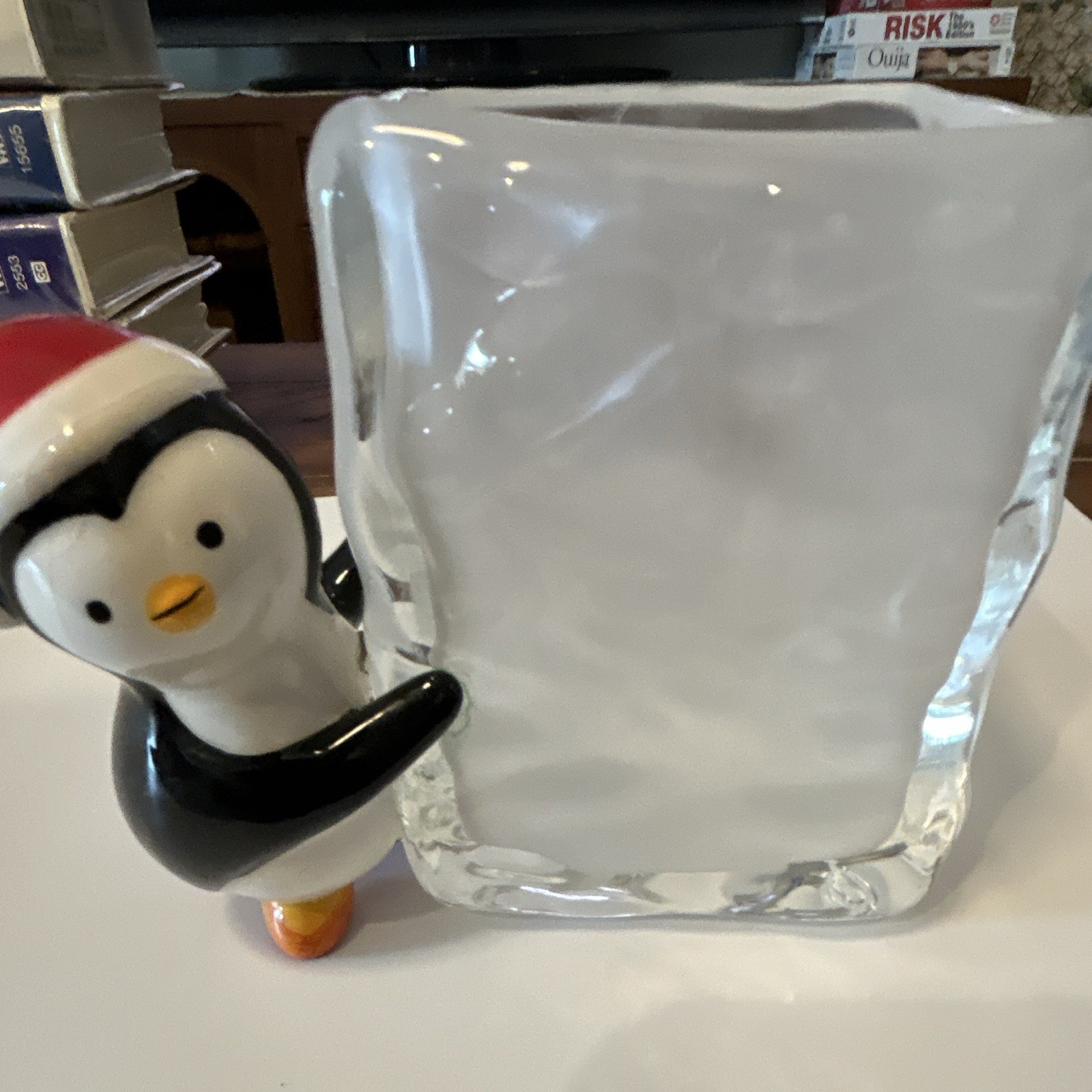 TELEFLORA Glass Penguin Candle Holder Christmas Holiday Decor 5 in