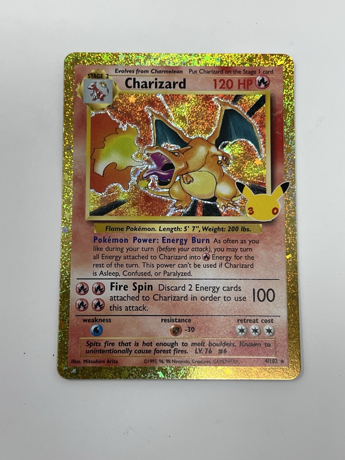Pokemon 30th anniversary Gold Charizard 4/102 NM