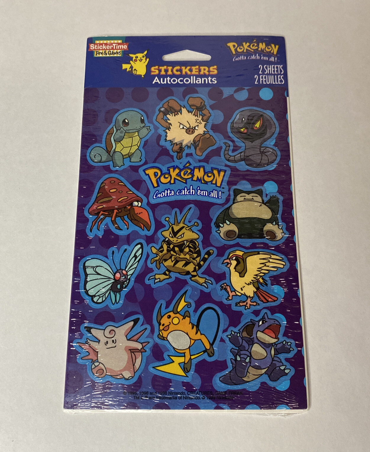 Vintage Pokemon Nintendo Stickers Squirtle + 1999 12 Ct Vintage Pokemon Nintendo Stickers Squirtle + 1999 12 Ct