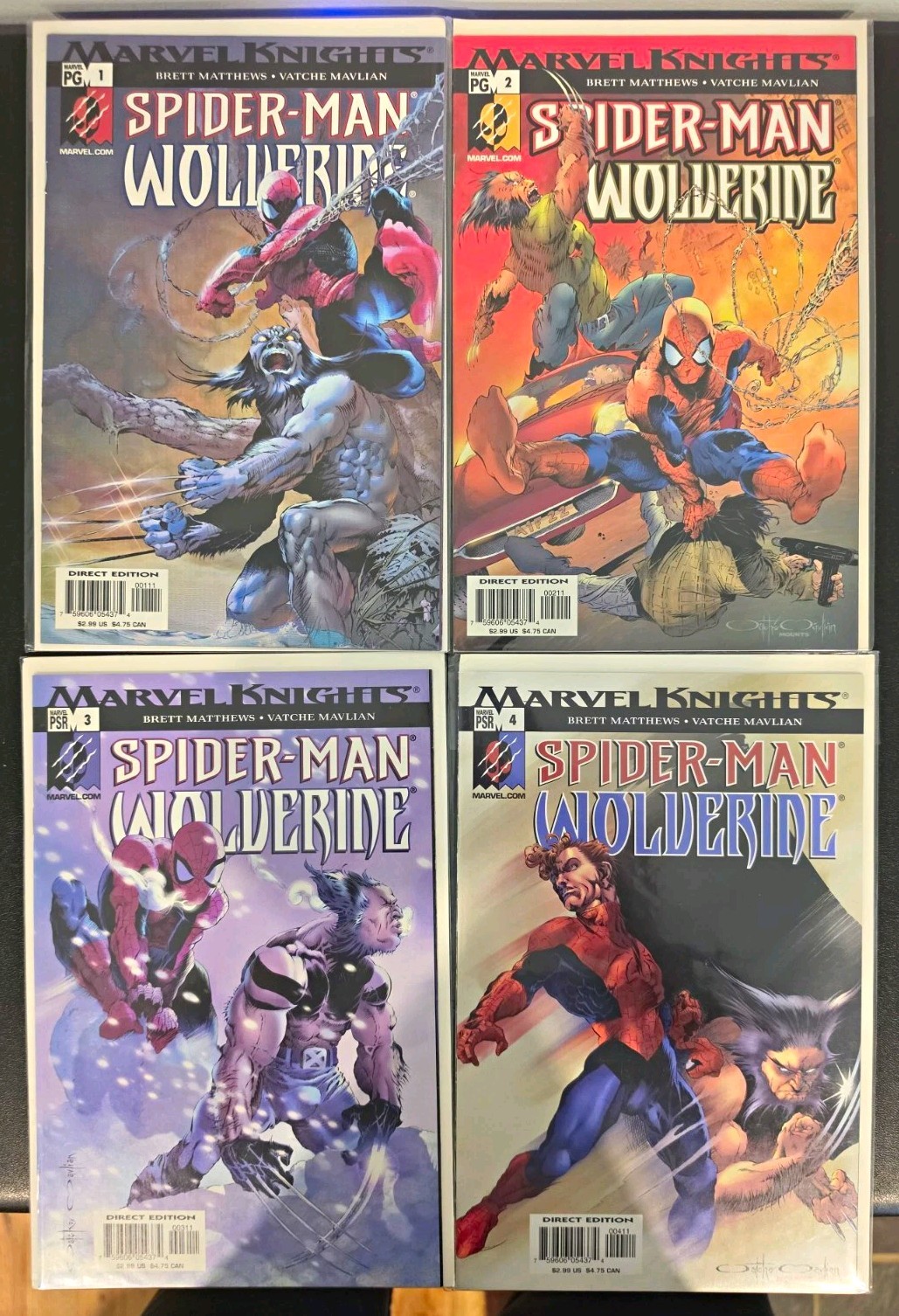 Spider-Man Wolverine #1-4 COMPLETE SERIES Marvel Knights 2003 Matthews Mavlian