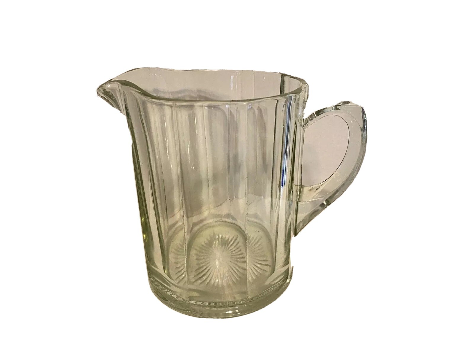Vtg Heavy Clear Pressed Glass Water Pitcher Home Decor 