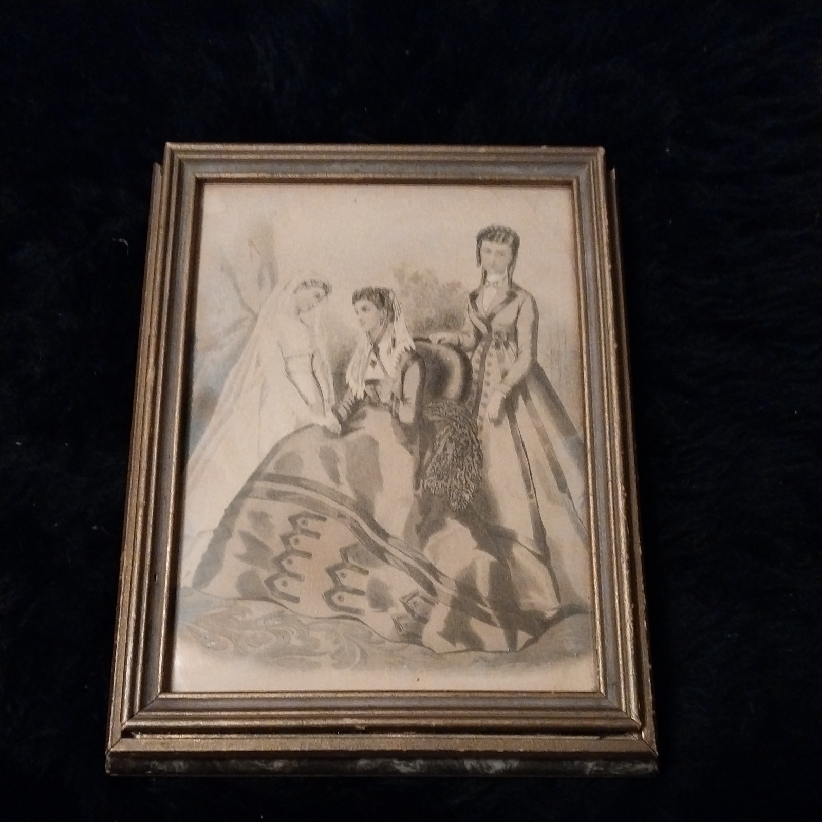Antique 1940\'s Wooden Picture Frame Vanity Jewelry Mirrored Box Victorian Ladies