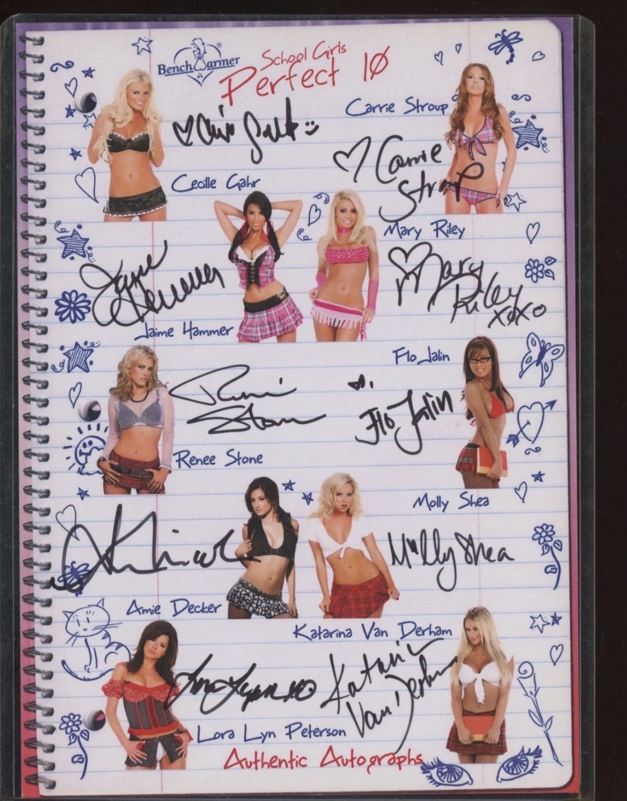 2006 Bench Warmer Schoolgirls Perfect 10 Jumbo 10x Auto Mary Riley Jaime Hammer