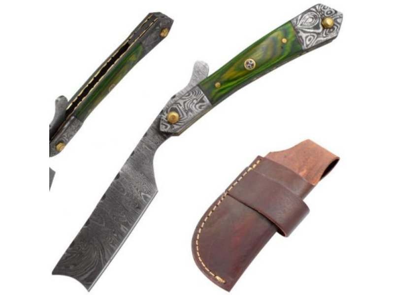 Old Ram Handmade Damascus Steel Straight Razor for Barber&Salon Shaving w/Sheath