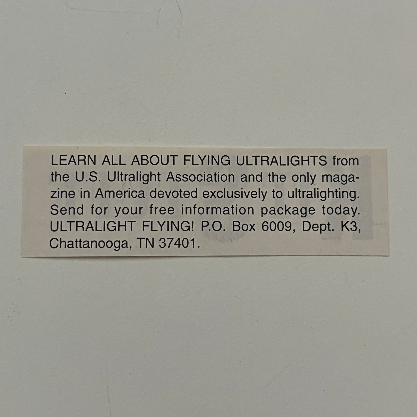 U. S. Ultralight Association Flying Chattanooga Vintage Kit Planes Ad SAI6-S26