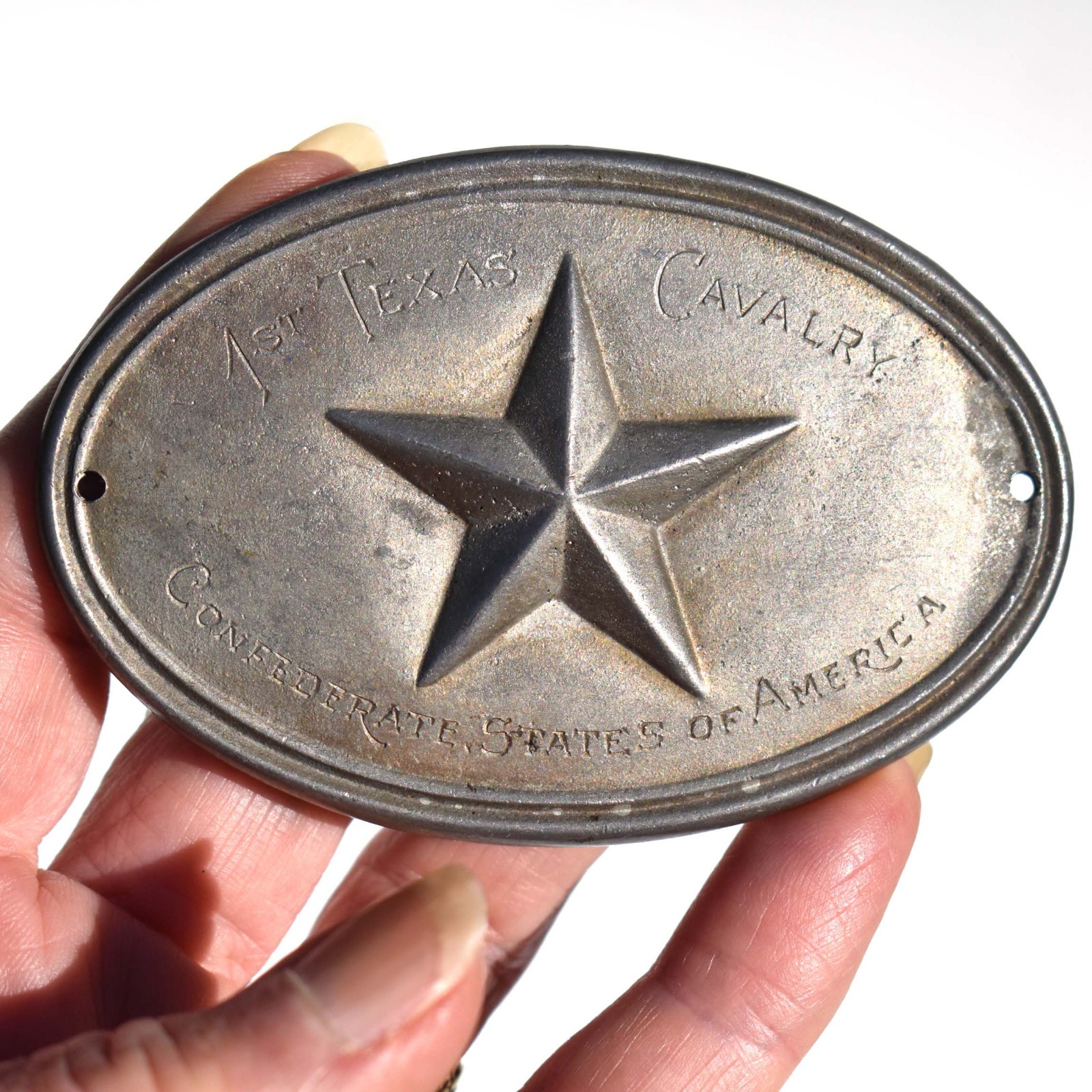 1st Texas Cavalry - Star Belt Plate - Engraved Confederate States - CSA 1862