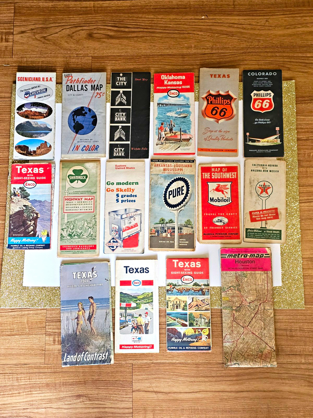 A set of 57 vintage gas station maps from the 1950s–1970s —includes 32 RARE ite