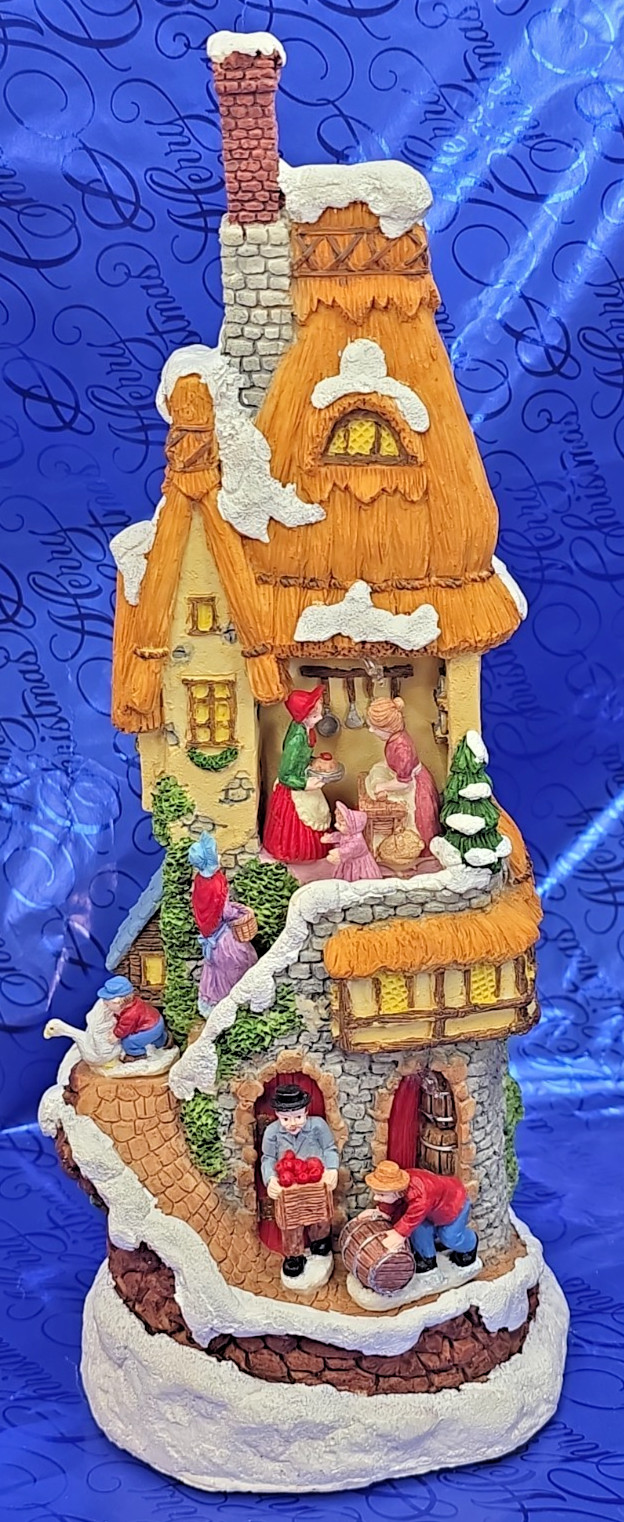 Vtg CBK Country Cottage Lighted Musical Christmas Village House #18218