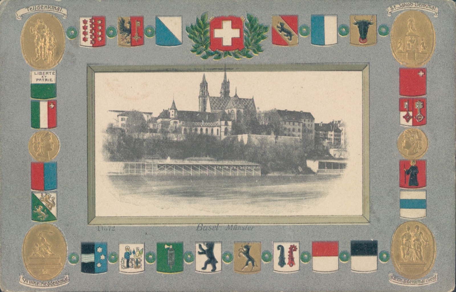 SWITZERLAND Basel Munster patriotic 3D PC  1906