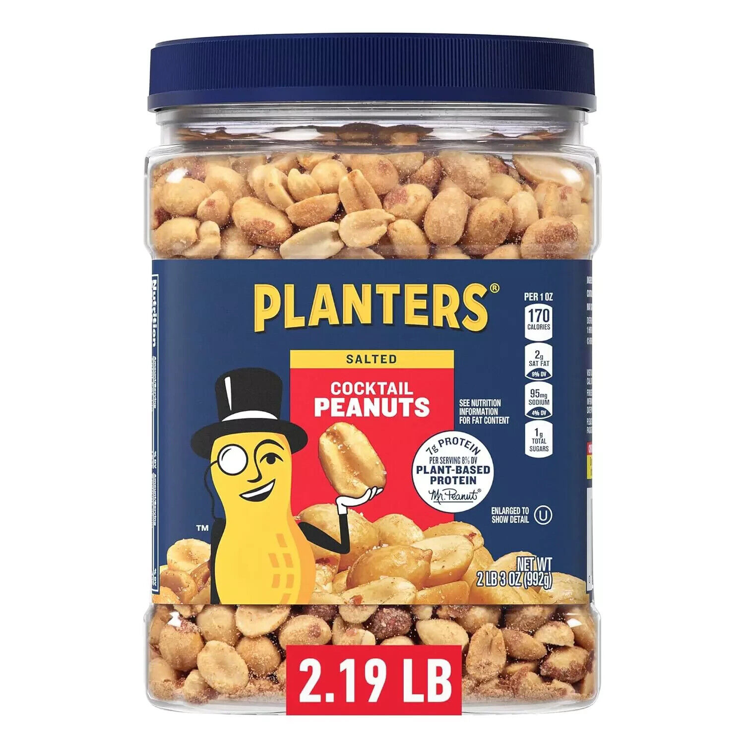 PLANTERS Salted Cocktail Peanuts - 2.19 lb Jar.