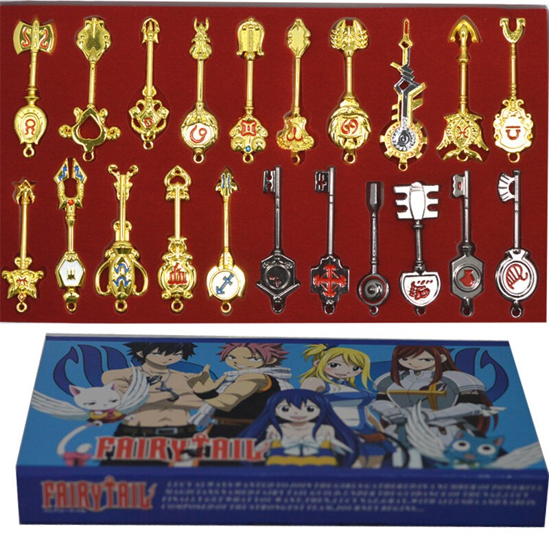 Anime Fairy Tail Lucy Celestial Spirit Magic Keys 21 Models With Box Key Chain