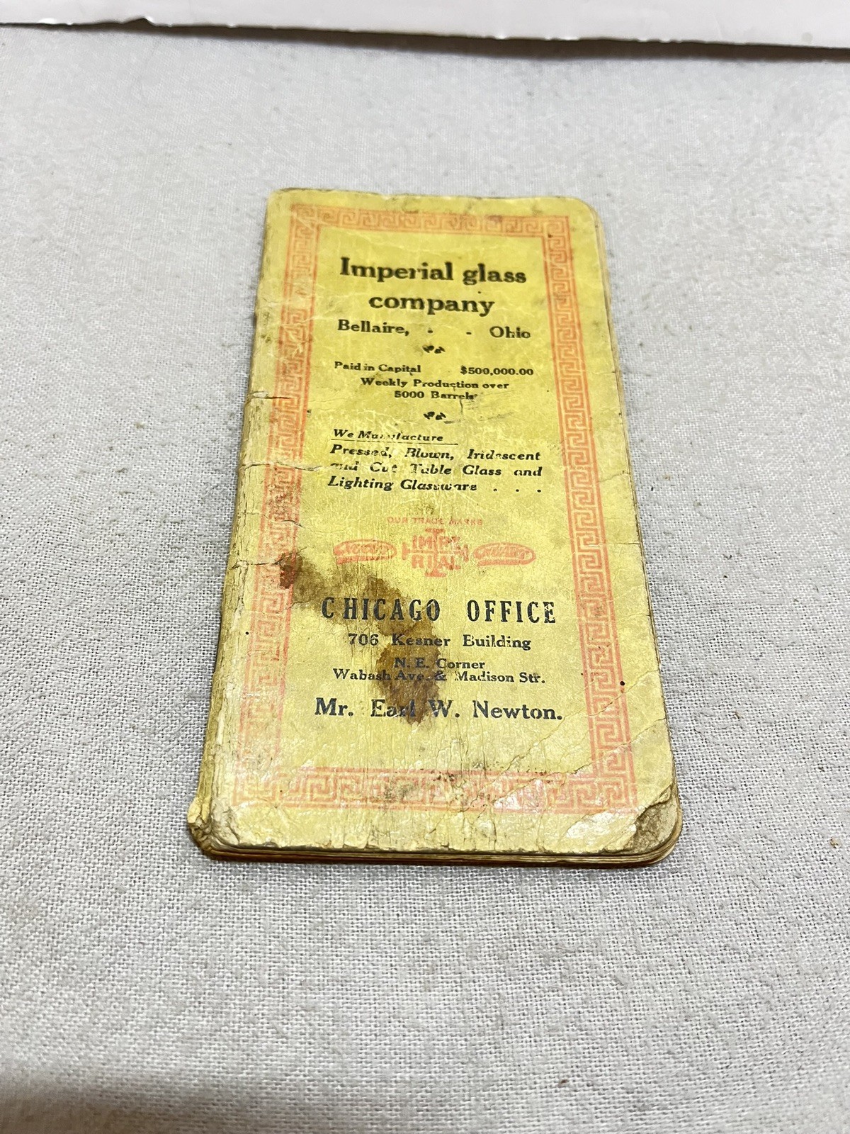 Vintage 1914 Imperial Glass Co. Booklet Bellaire Ohio Nucut Glass