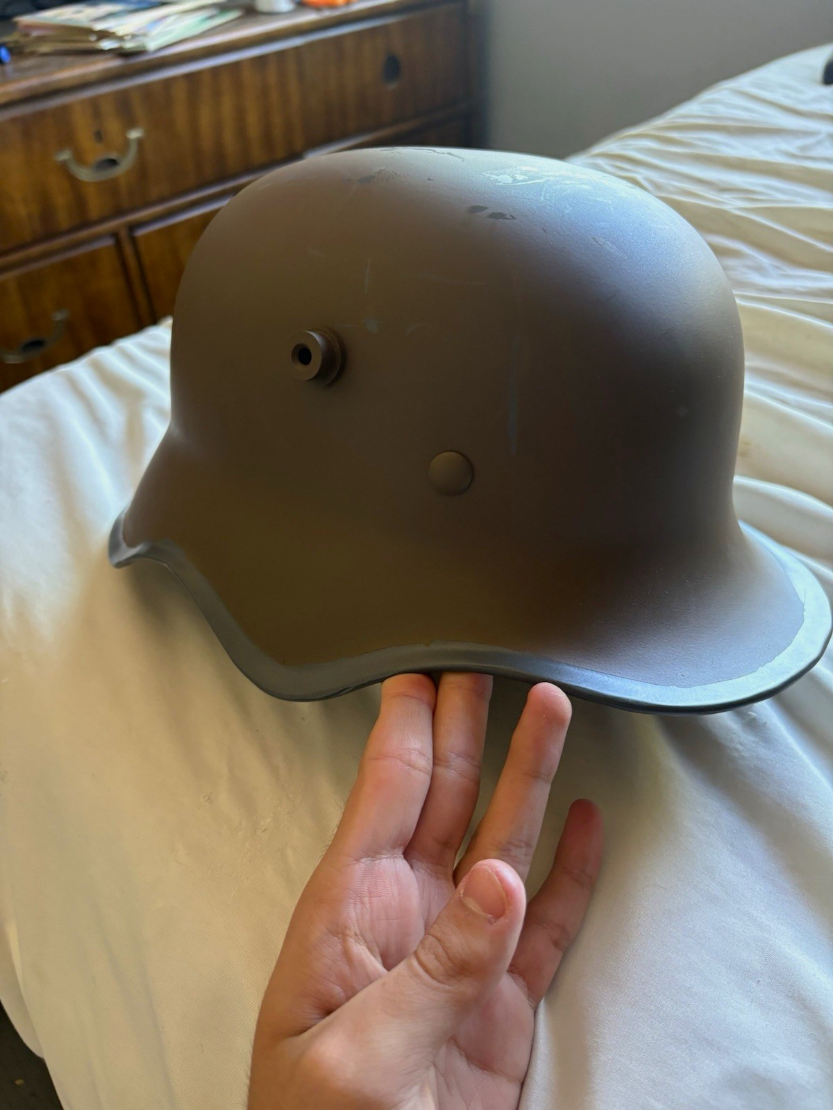 WW1 Imperial German M1917 Stahlhelm helmet, cut-outs