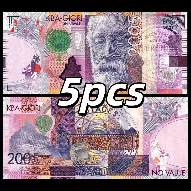 5Pcs KBA GIORI 2005, Test Note, Jules Verne, Fantasy Polymer Collection, UNC