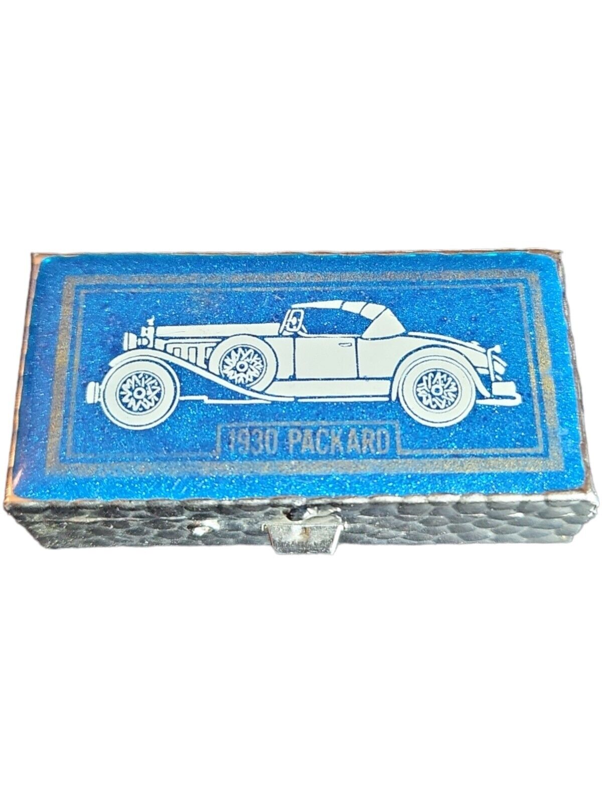 VTG Silvertone Enameled Metal Pill Box w/ 1930s Packard 