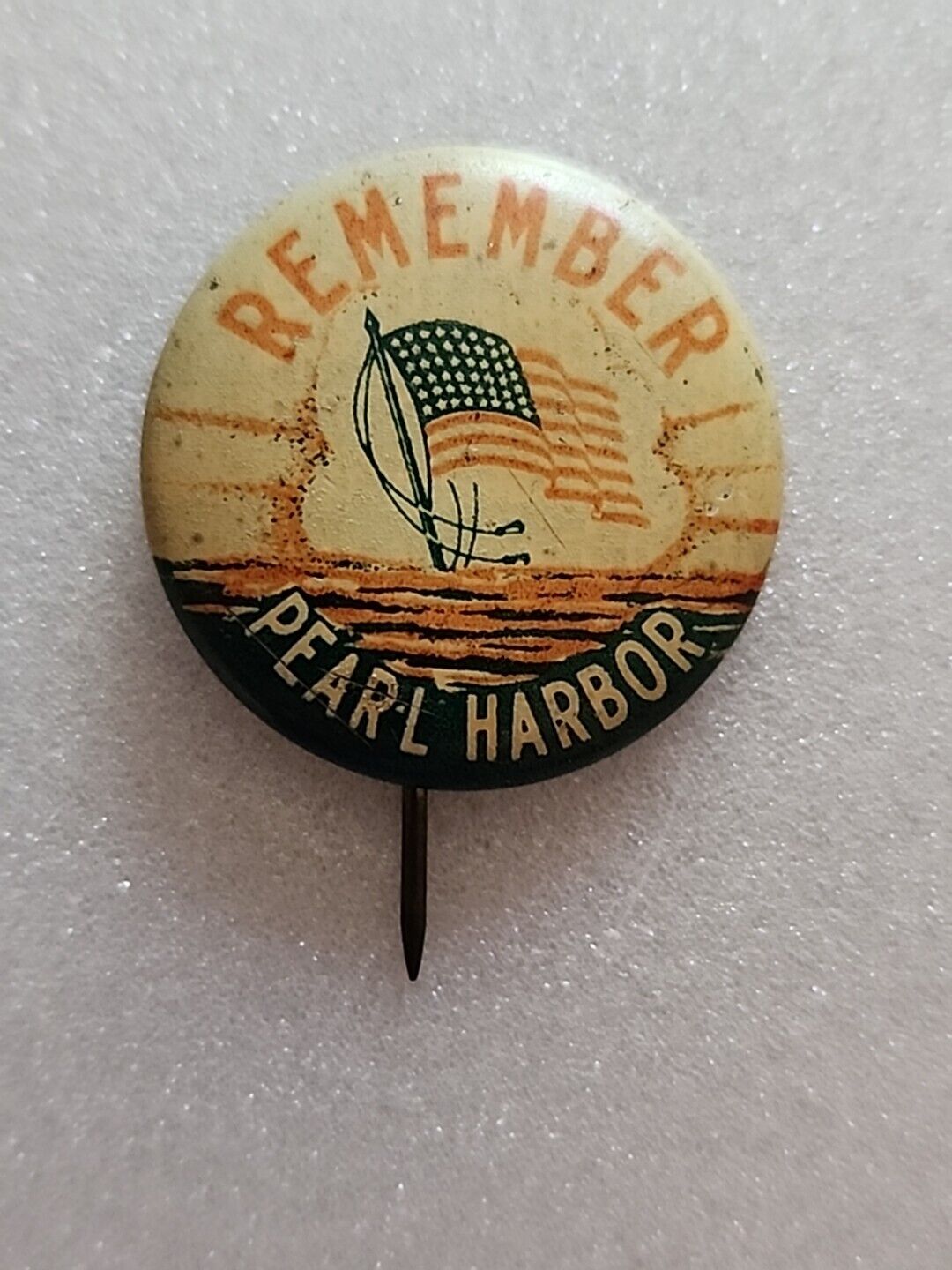 WWII 1940s Remember Pearl Harbor Vintage Pinback Button 