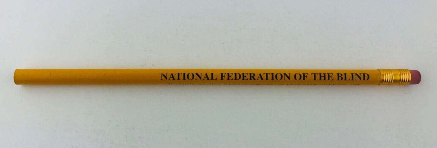 Vintage National Federation Of The Blind Yellow Unsharpened Pencil Maryland