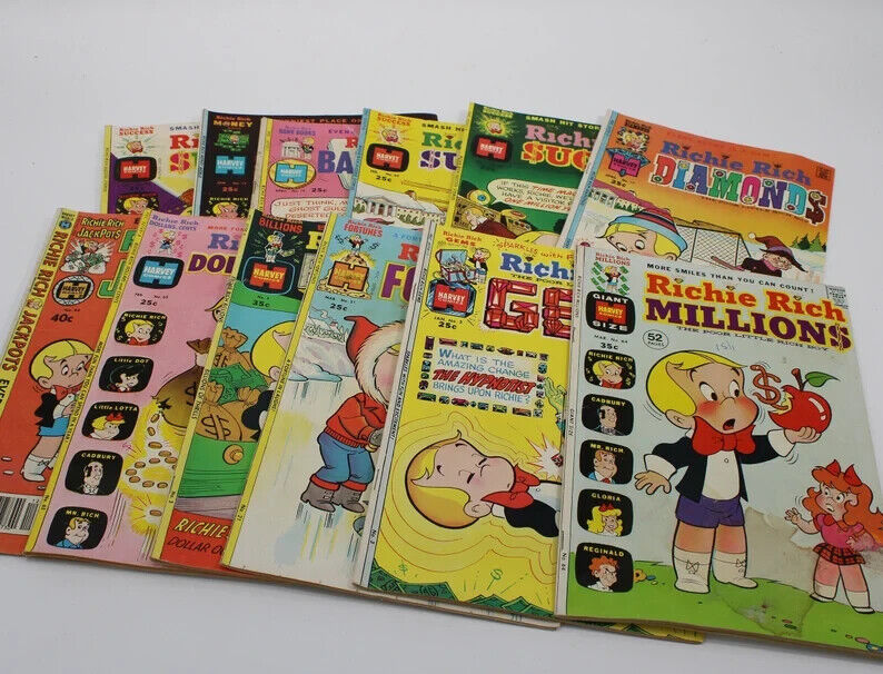 Group of 12 Richie Rich Comics 1970-1980 - Very Good Condition