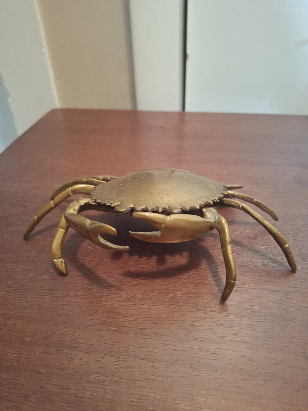 Vintage Brass Crab Ashtray/Trinket Box Hinged with Movable Claws Mid Century