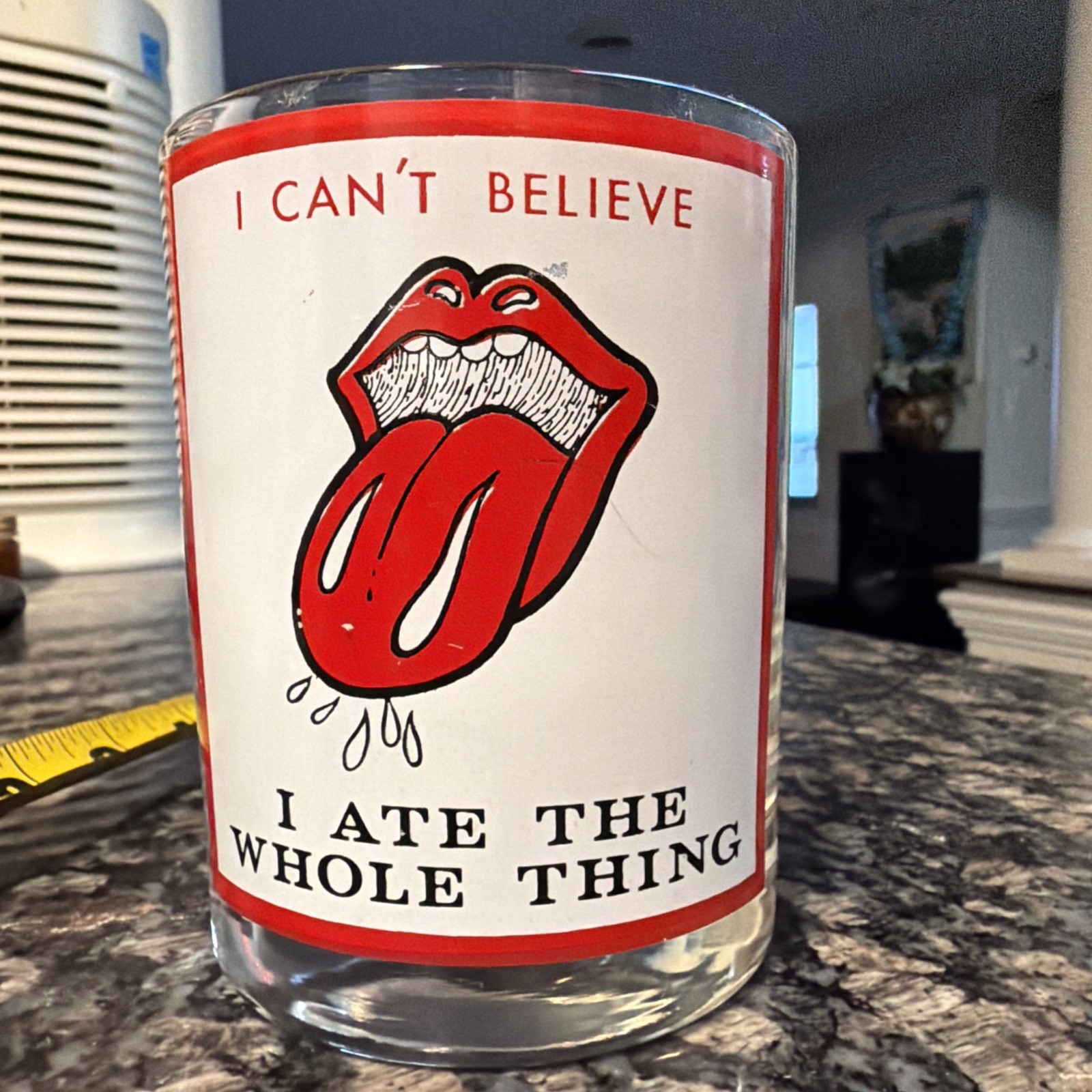 I Cant Believe I Ate The Whole Thing Glass Tumbler Stones Kiss Lips Tongue Hot