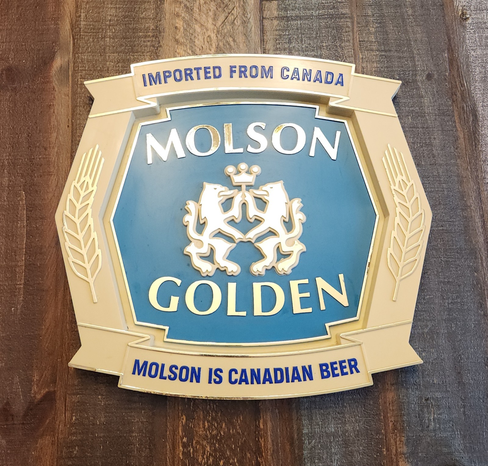 VINTAGE MOLSON GOLDEN SIGN SIGN CANADIAN BREWERIANA MAN CAVE GARAGE BAR 12\