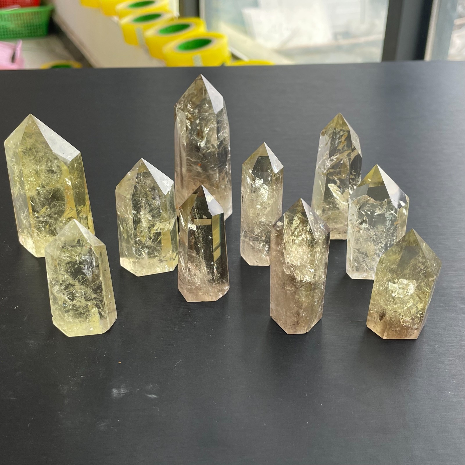 1LB Natural smokey citrine quartz obelisk crystal wand point healing 11-14pcs