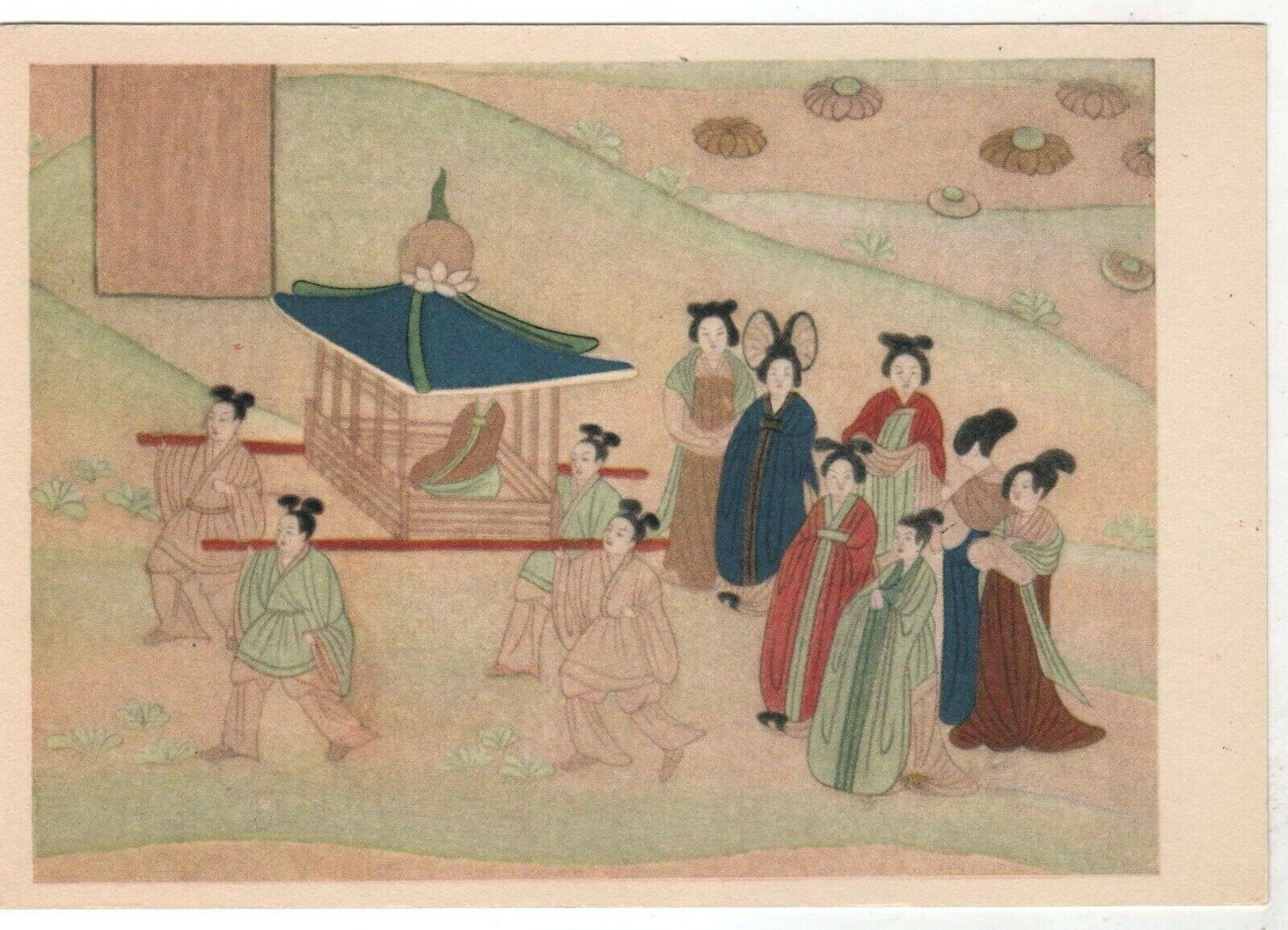 CHINA Sino Chinese Painting Dunhuang Caves PALANQUIN 帕蘭昆 Postcard Old 敦煌石窟 中國 中文