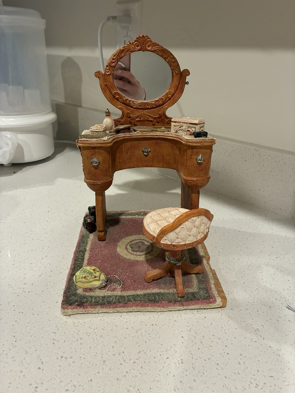 vintage miniature Victorian boudoir vanity and chair set