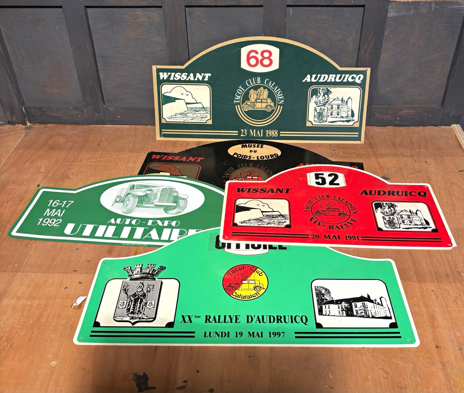 Lot of 5 Vintage French Car Motor Club Rally Plaques 1987-1997 