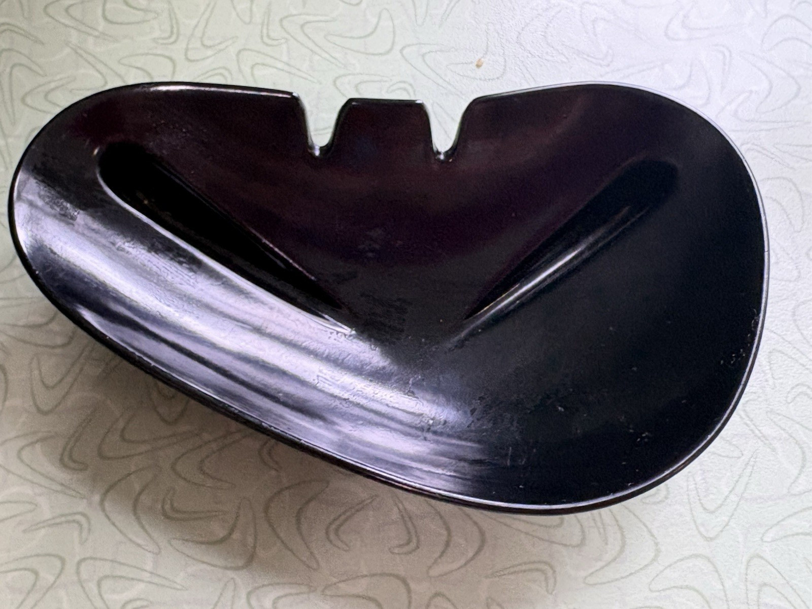 VTG MCM Kaye LaMoyne Melamine Trinket Dish  Atomic Boomerang Ashtray Barware 60s