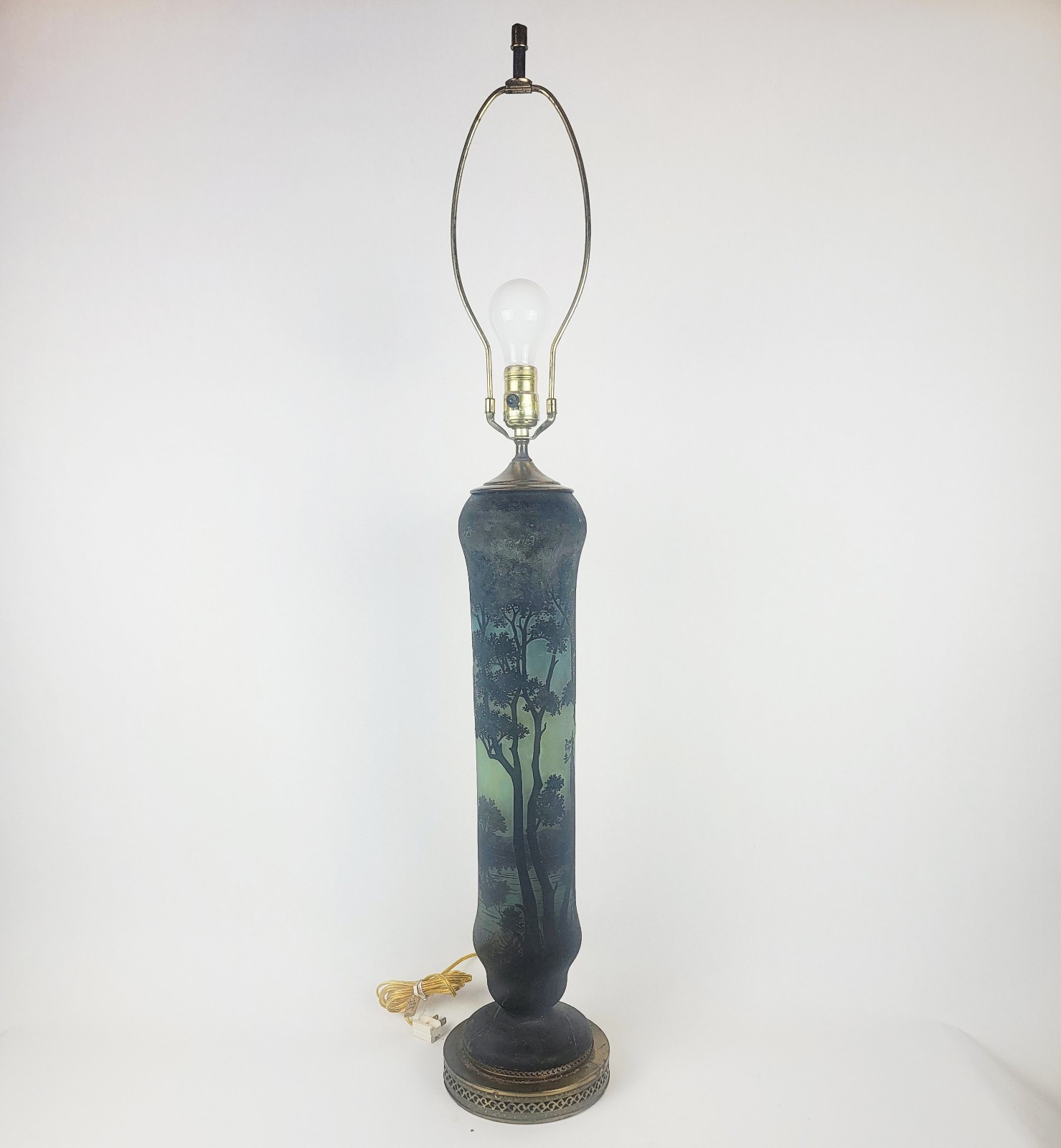 Antique Daum Nancy Cameo Glass Forest Vase Converted to 40\
