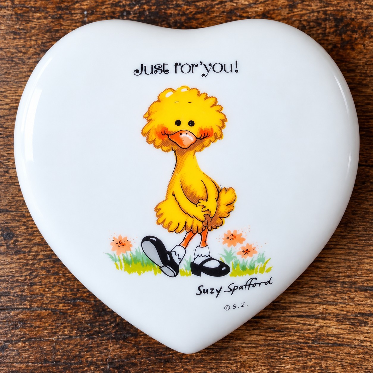 Vintage Suzy’s Zoo Enesco Heart Trinket Box Suzy Spafford Japan 1970s