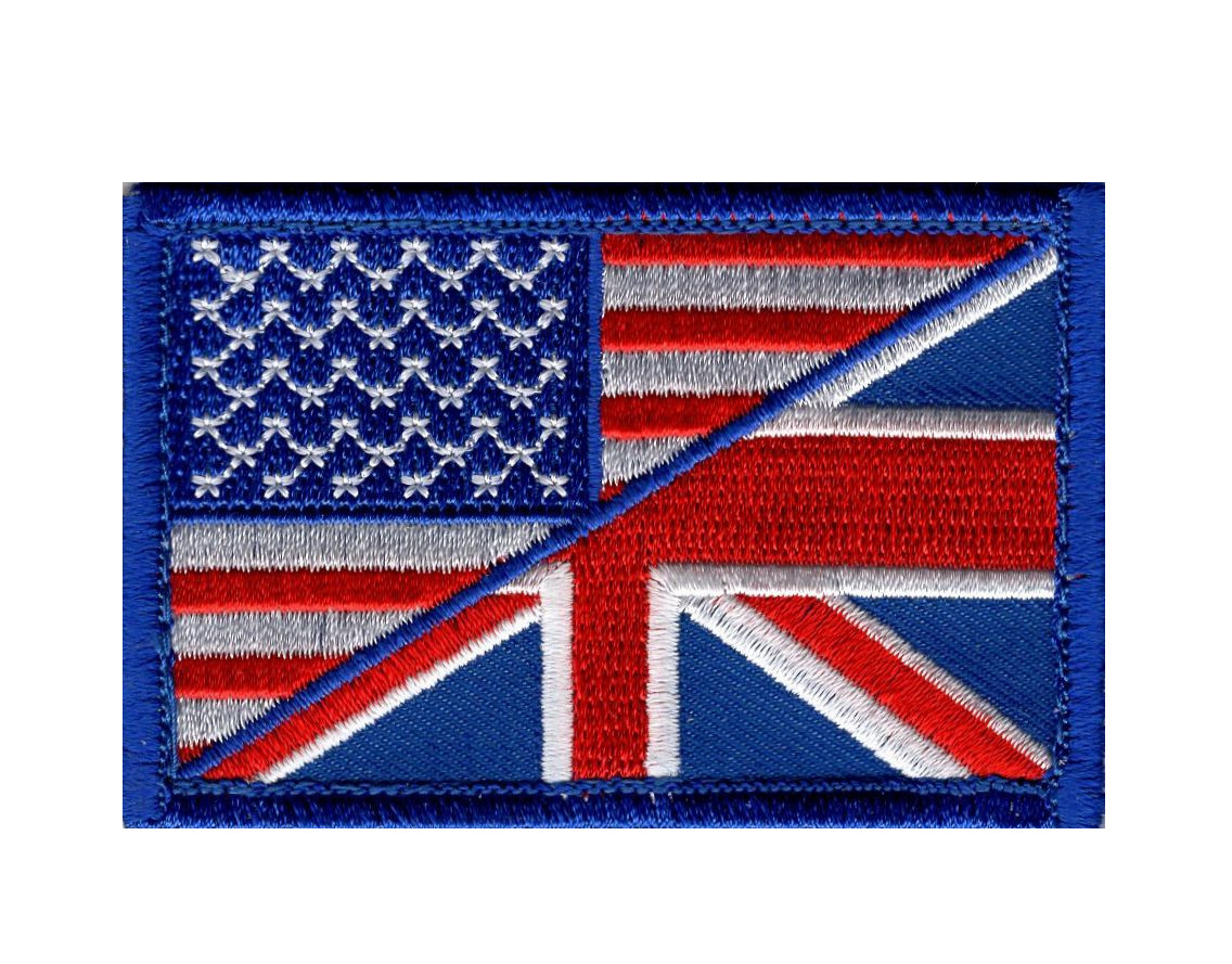 USA UK FLAG EMBROIDERED MILITARY 3 INCH HOOK PATCH (MTE1)