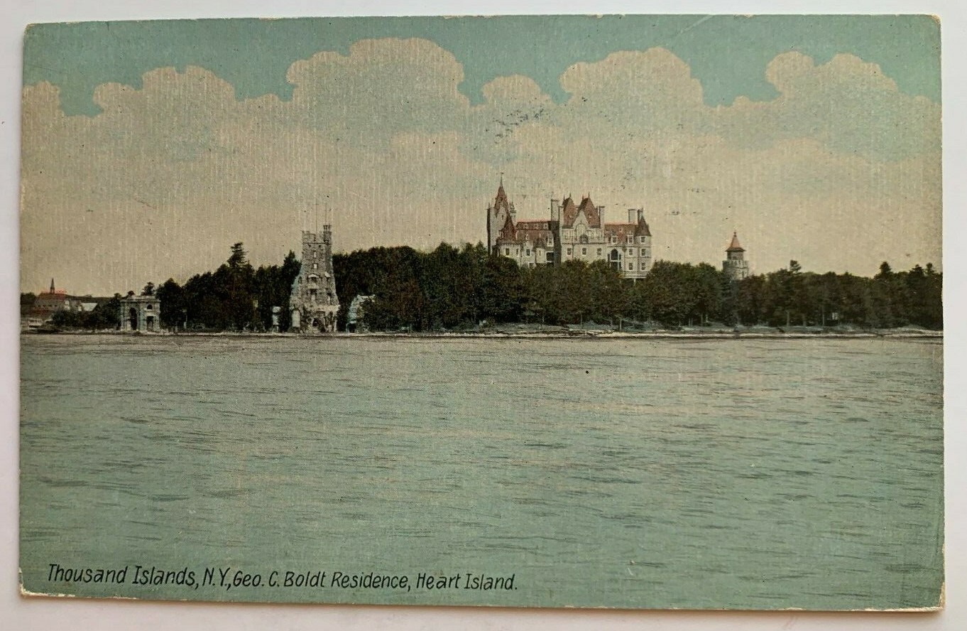1912 NY Postcard Thousand Islands New York Geo C Boldt Residence Heart Is castle